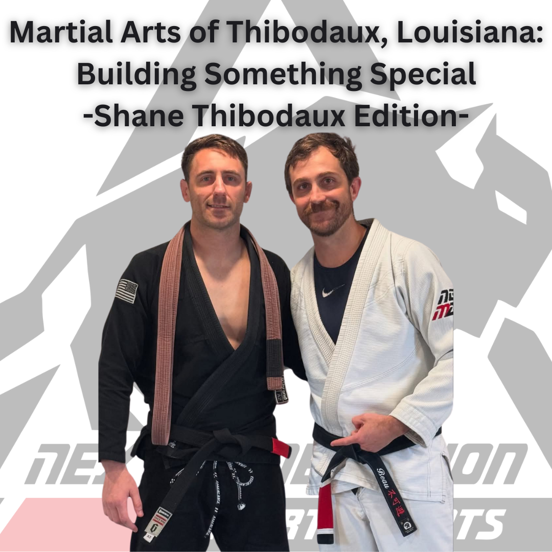 A Brazilian Jiu Jitsu black belt instructor at Next Generation Martial Arts in Thibodaux, Louisiana, standing on the mats with calm confidence.