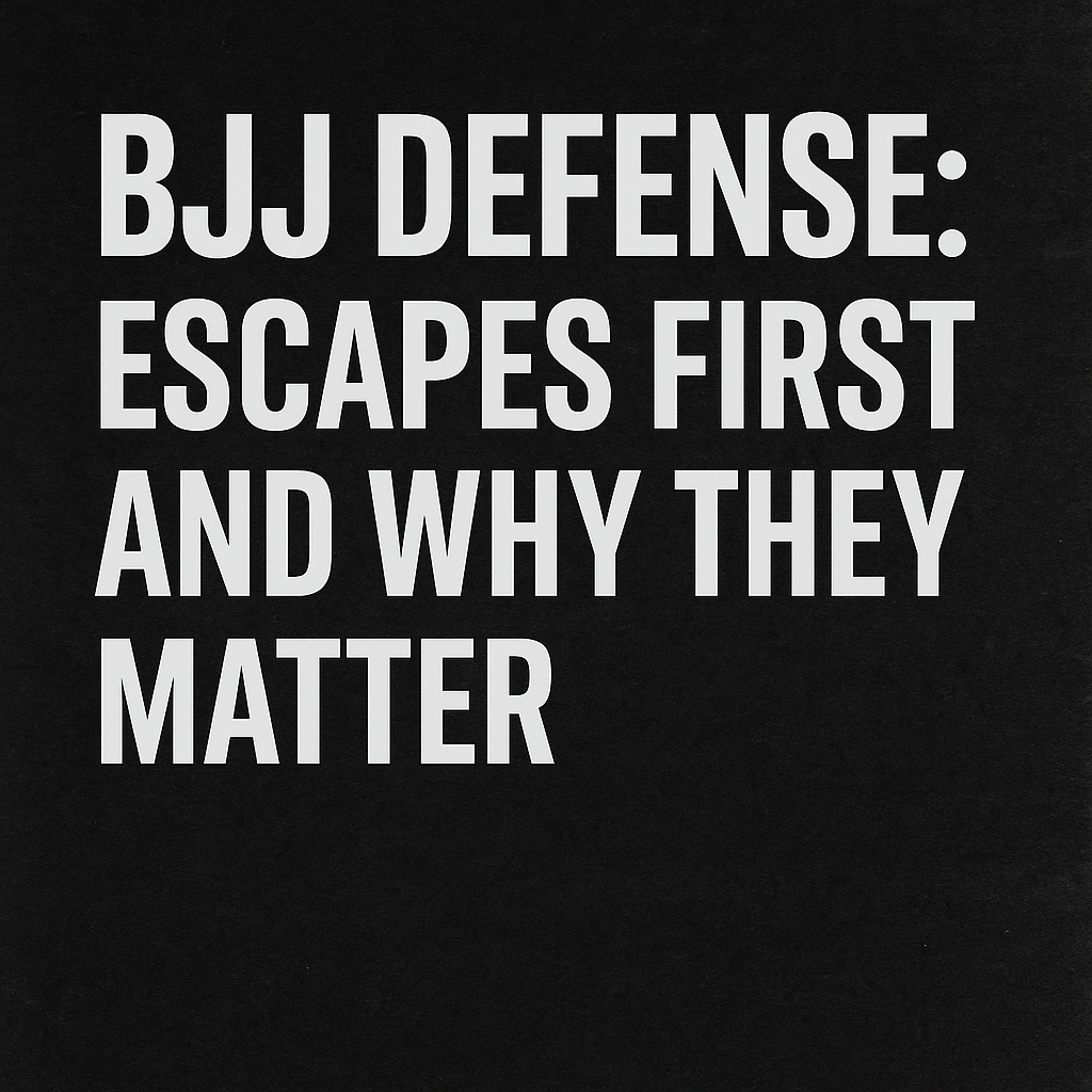 BJJ Defense Escapes First blog feature image with bold white text on a dark background.