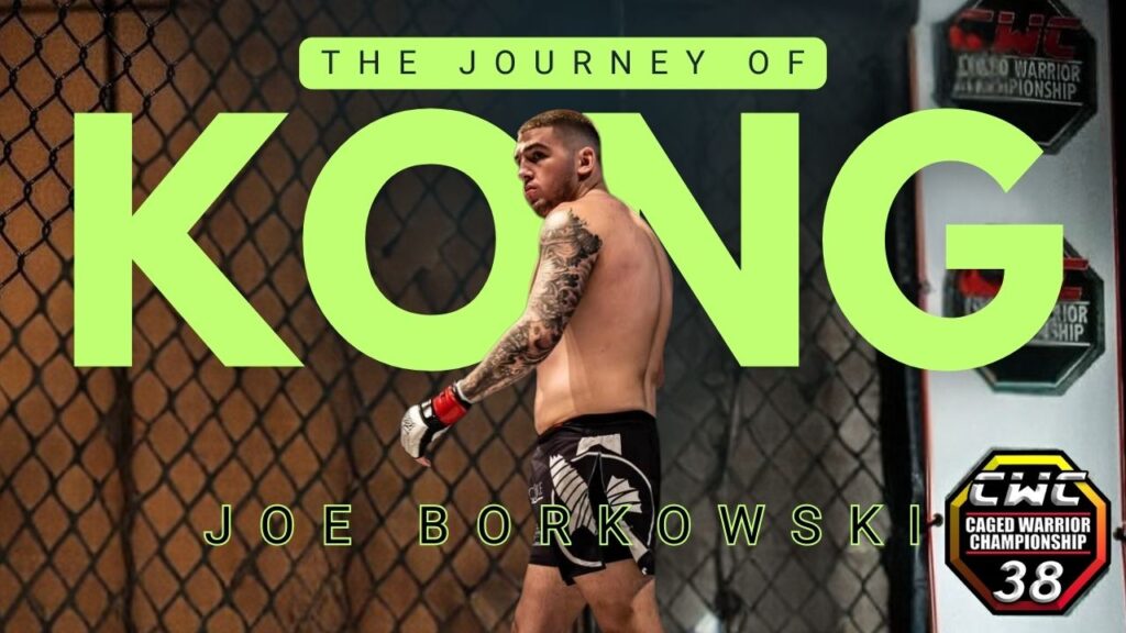 Joe Borkowski standing in the cage ahead of headlining Thibodaux MMA CWC 38 at the Warren J. Harang Municipal Auditorium.