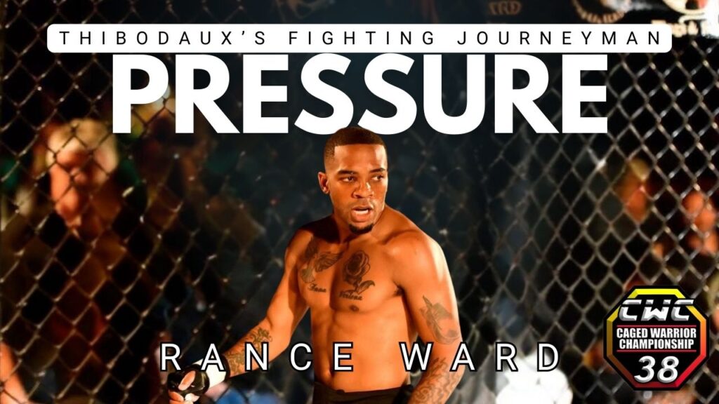 Thibodaux's Fighting Journeyman Rance Pressure Ward, standing in the cage ahead of the CWC 38 co-main event in Thibodaux, Louisiana.