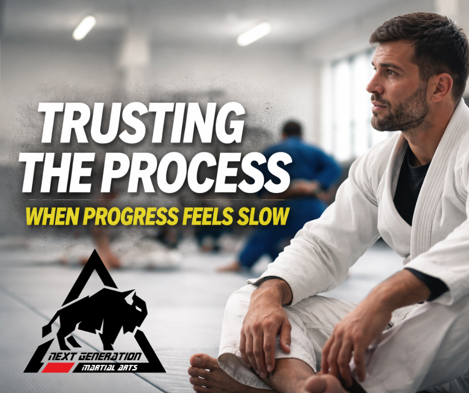 Adult students trusting the jiu jitsu process training in thibodaux.