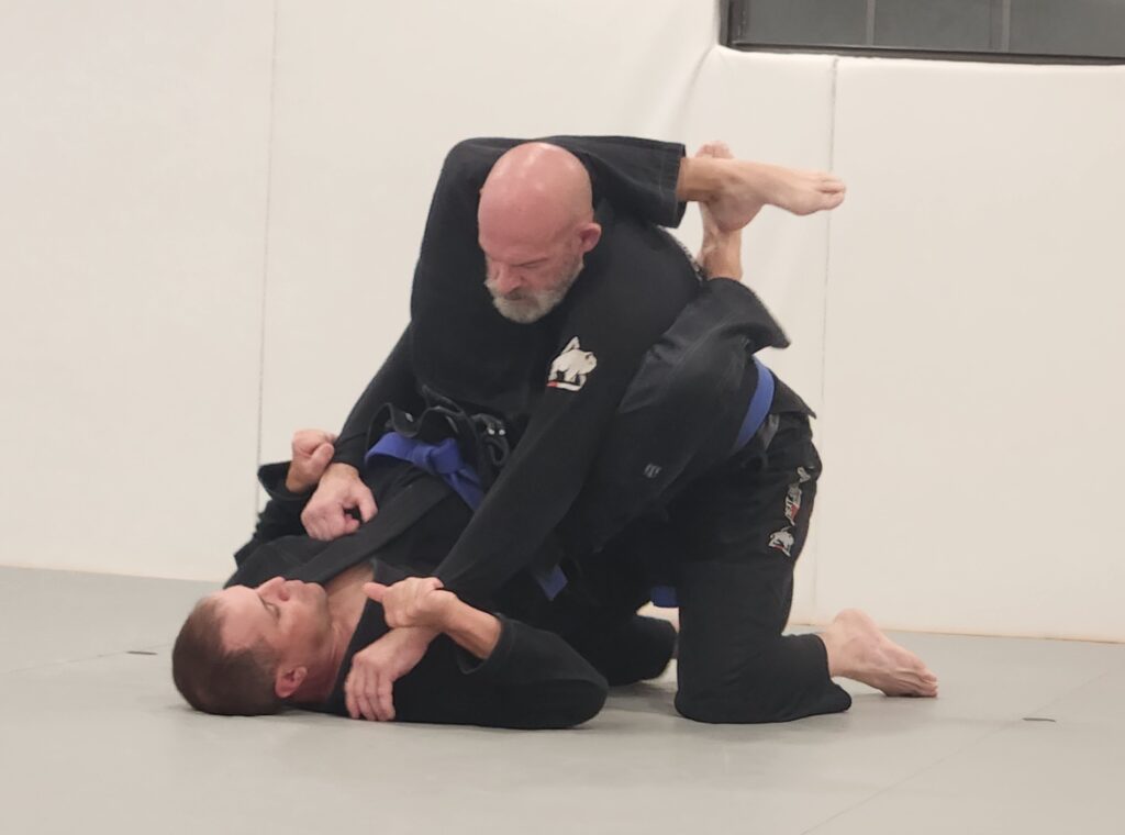 Adult practicing Brazilian Jiu Jitsu self defense technique in Thibodaux Louisiana