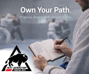 Personal responsibility in jiu jitsu training as an adult student prepares independently on the mat