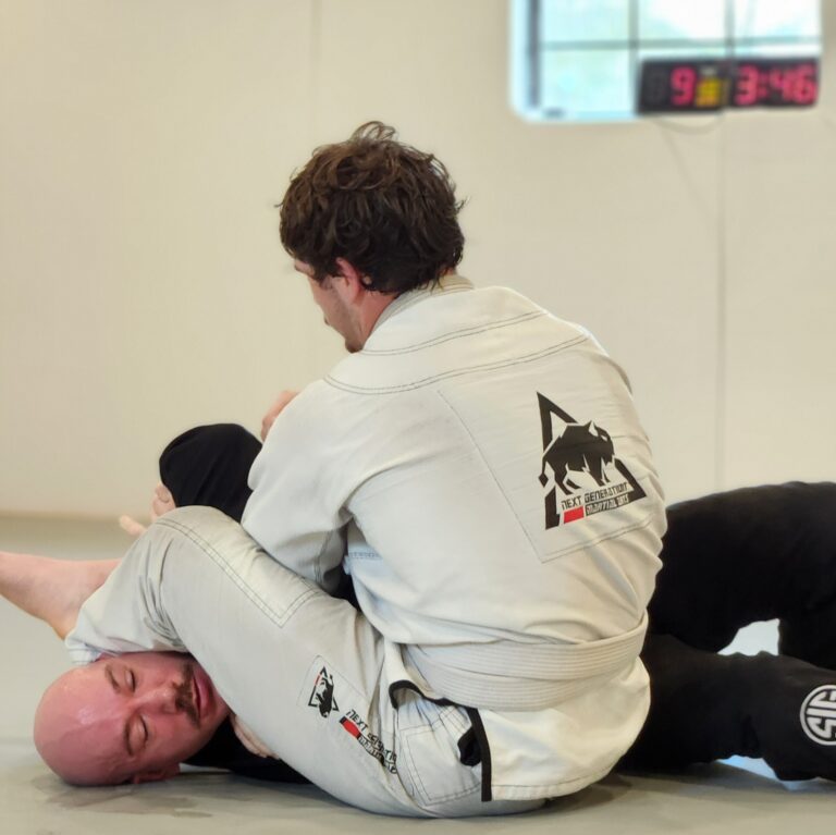 Adult beginner learning Brazilian Jiu Jitsu during first class in Thibodaux